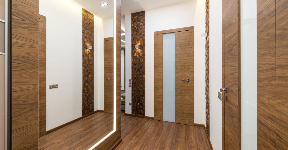 Apartment interior with wood-grain vinyl plank flooring
